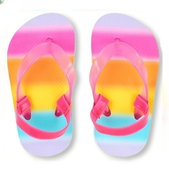 Children’s Place Ombre Flip Flops | Pink Purple Rainbow Foam Sandals T8–T9 NWT - Picture 1 of 4
